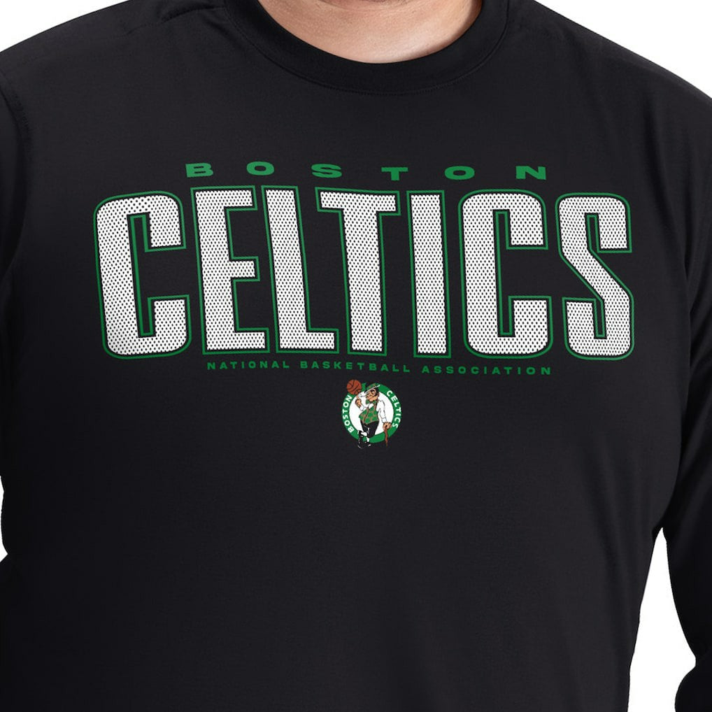 Boston Celtics G-III Sports by Carl Banks Adaptive Printed Mesh Effect Long Sleeve T-Shirt Black