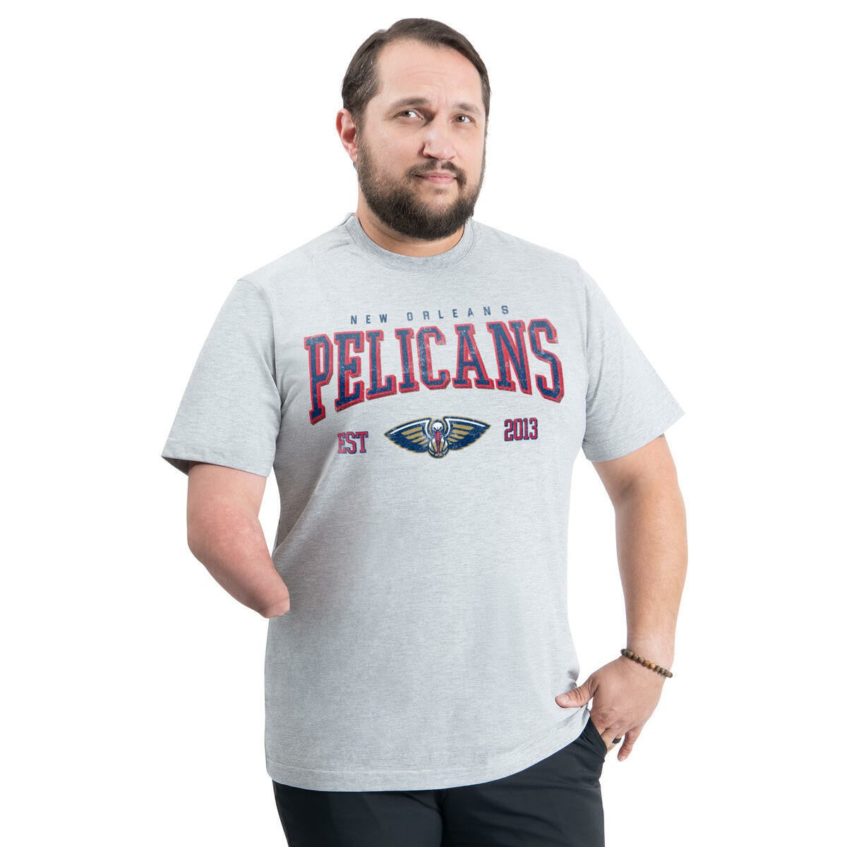 New Orleans Pelicans G-III Sports by Carl Banks Adaptive Classic Team Spirit Short Sleeve T-Shirt Gray