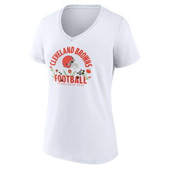 Shedeur Sanders Cleveland Browns Women's Floral Name & Number V-Neck T-Shirt - White T-shirts