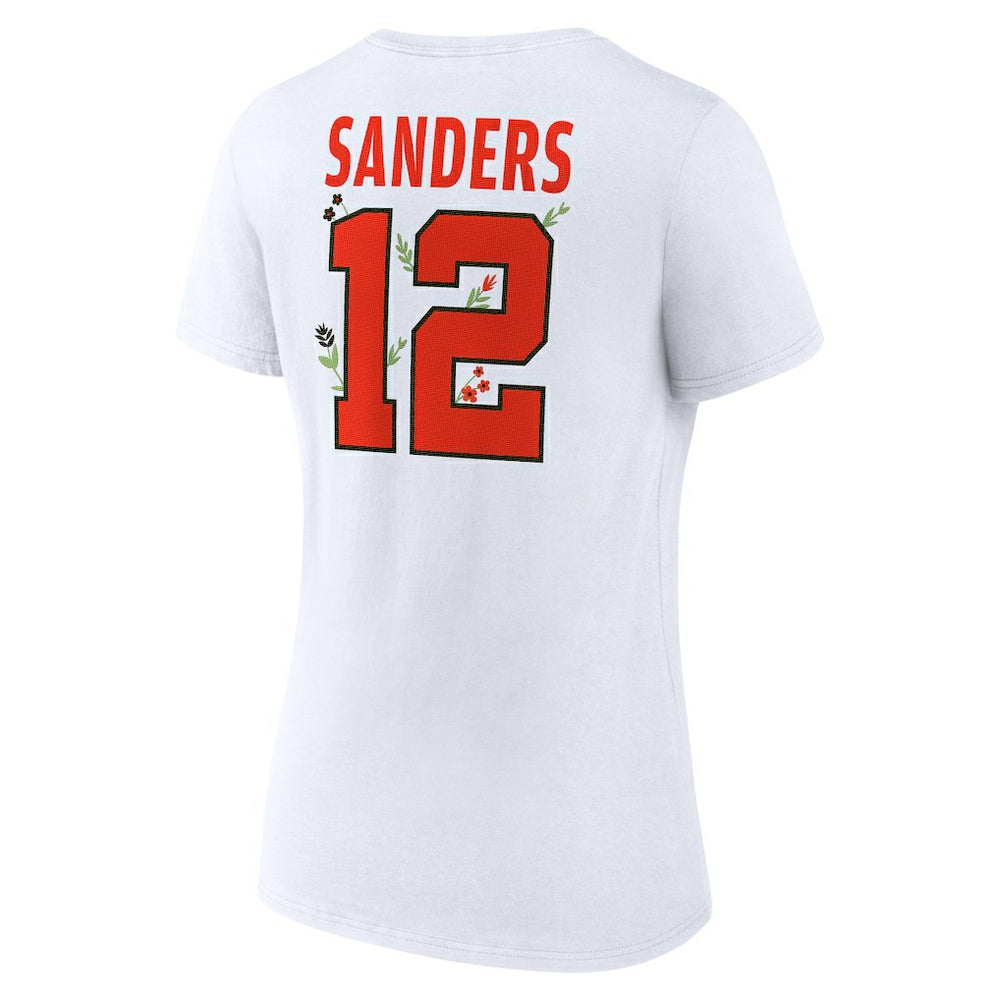Shedeur Sanders Cleveland Browns Women's Floral Name & Number V-Neck T-Shirt - White T-shirts