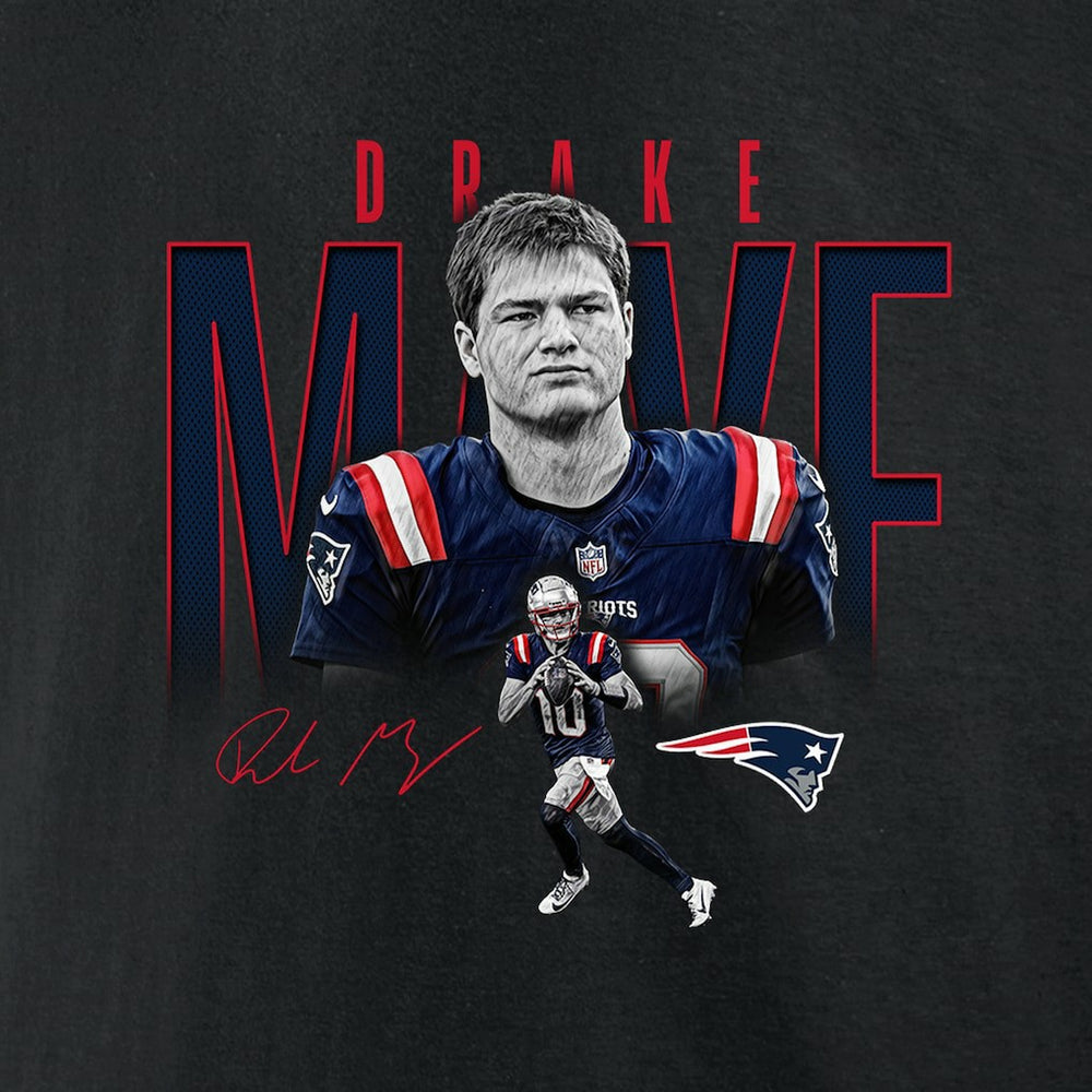 Drake Maye New England Patriots Humble Shadow Player Graphic T-Shirt - Black T-shirts