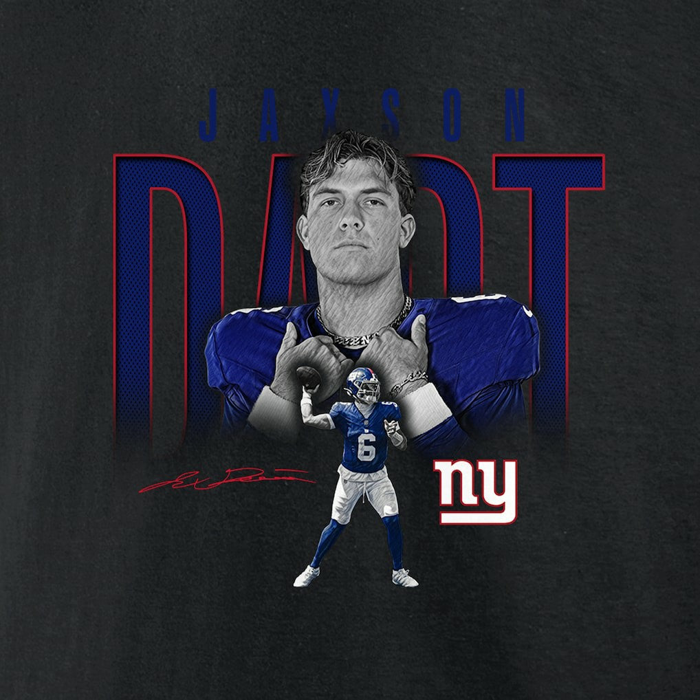 Jaxson Dart New York Giants Humble Shadow Player Graphic T-Shirt - Black T-shirts