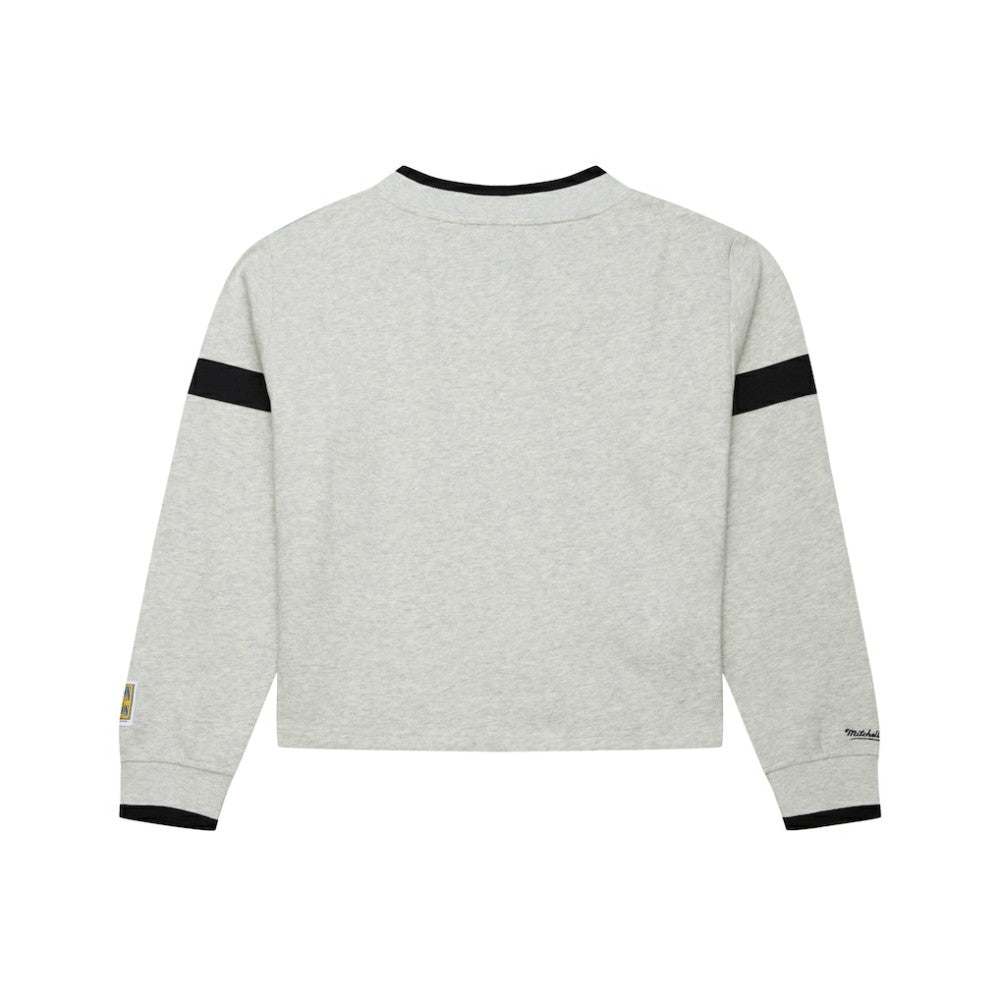 Philadelphia Phillies Mitchell & Ness Women's Cooperstown Collection V-Neck Cropped Toggle Sweatshirt - Heather Gray Sweatshirts