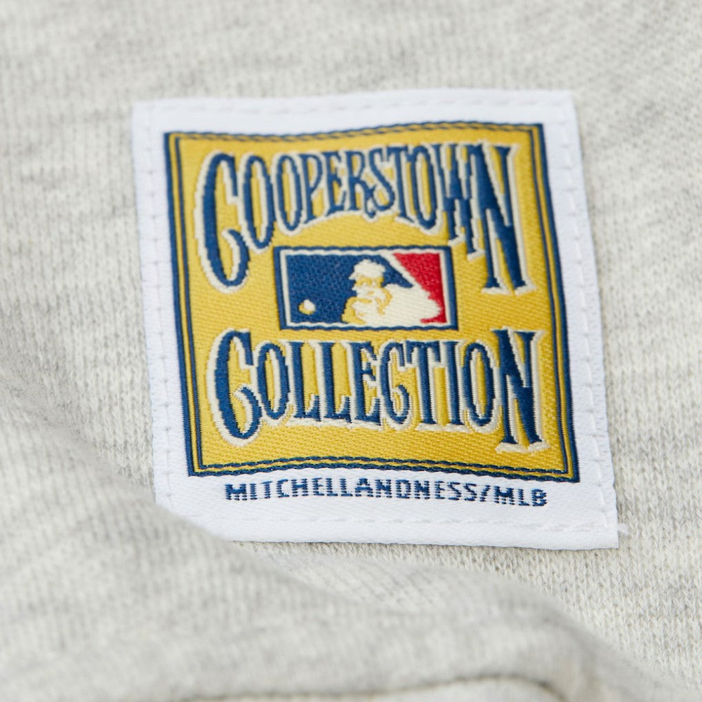 Los Angeles Dodgers Mitchell & Ness Women's Cooperstown Collection V-Neck Cropped Toggle Sweatshirt - Heather Gray Sweatshirts