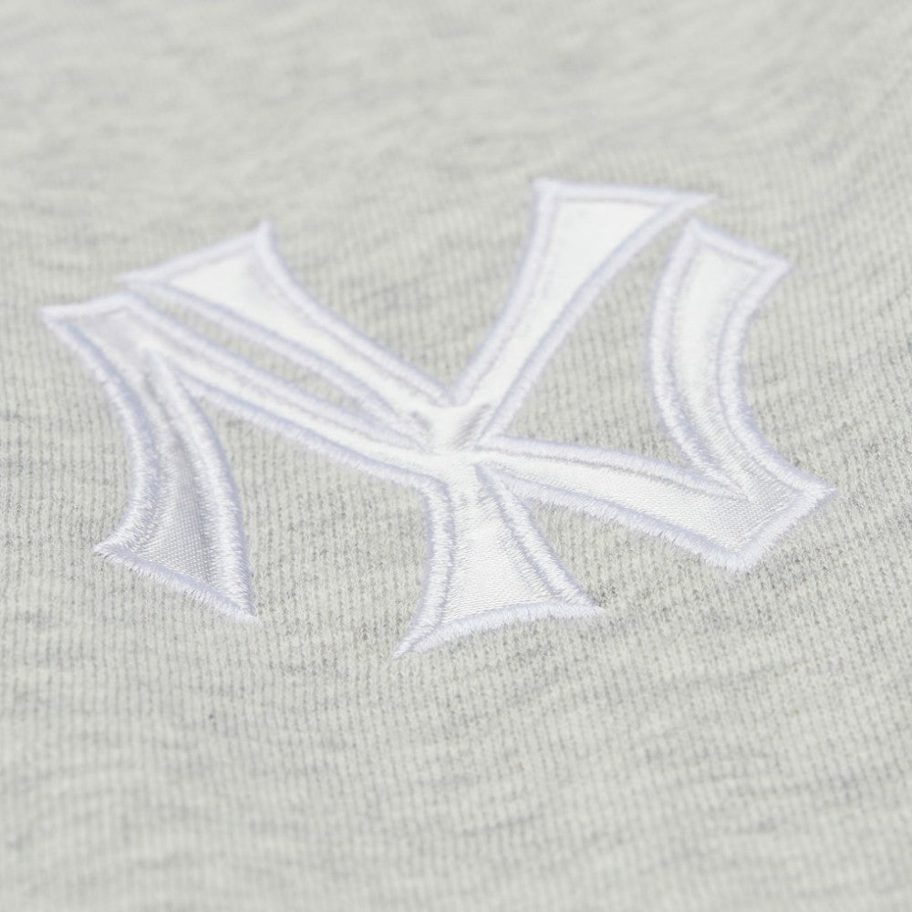New York Yankees Mitchell & Ness Women's Cooperstown Collection V-Neck Cropped Toggle Sweatshirt - Heather Gray Sweatshirts