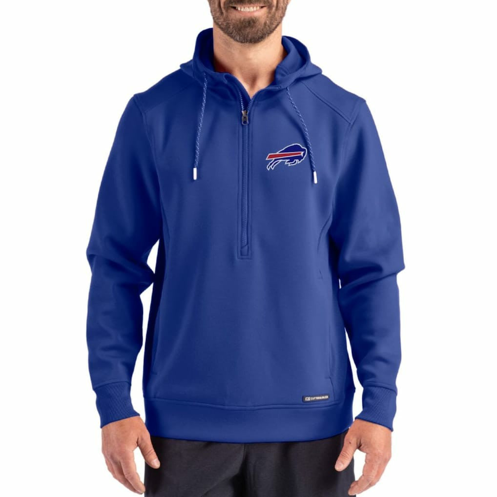 Buffalo Bills Cutter & Buck Roam Eco Half-Zip Recycled Pullover Hoodie - Royal Hoodies