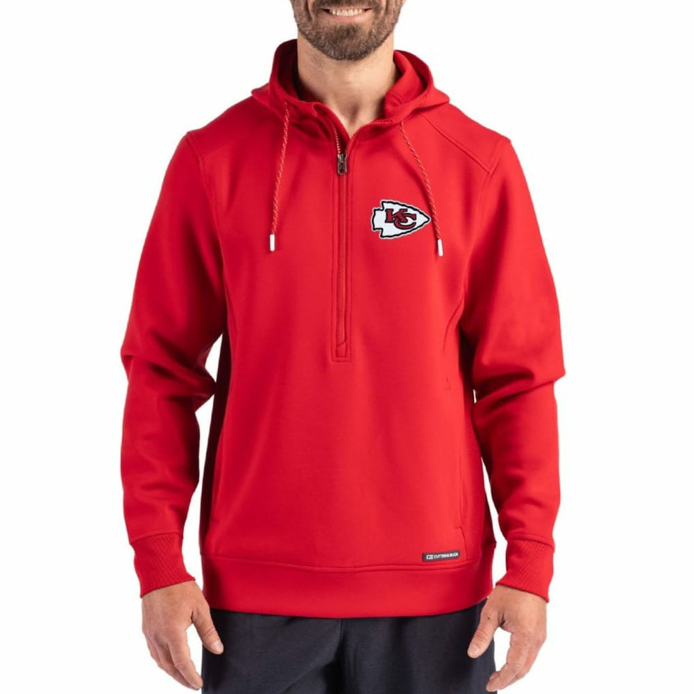 Kansas City Chiefs Cutter & Buck Roam Eco Half-Zip Recycled Pullover Hoodie - Red Hoodies