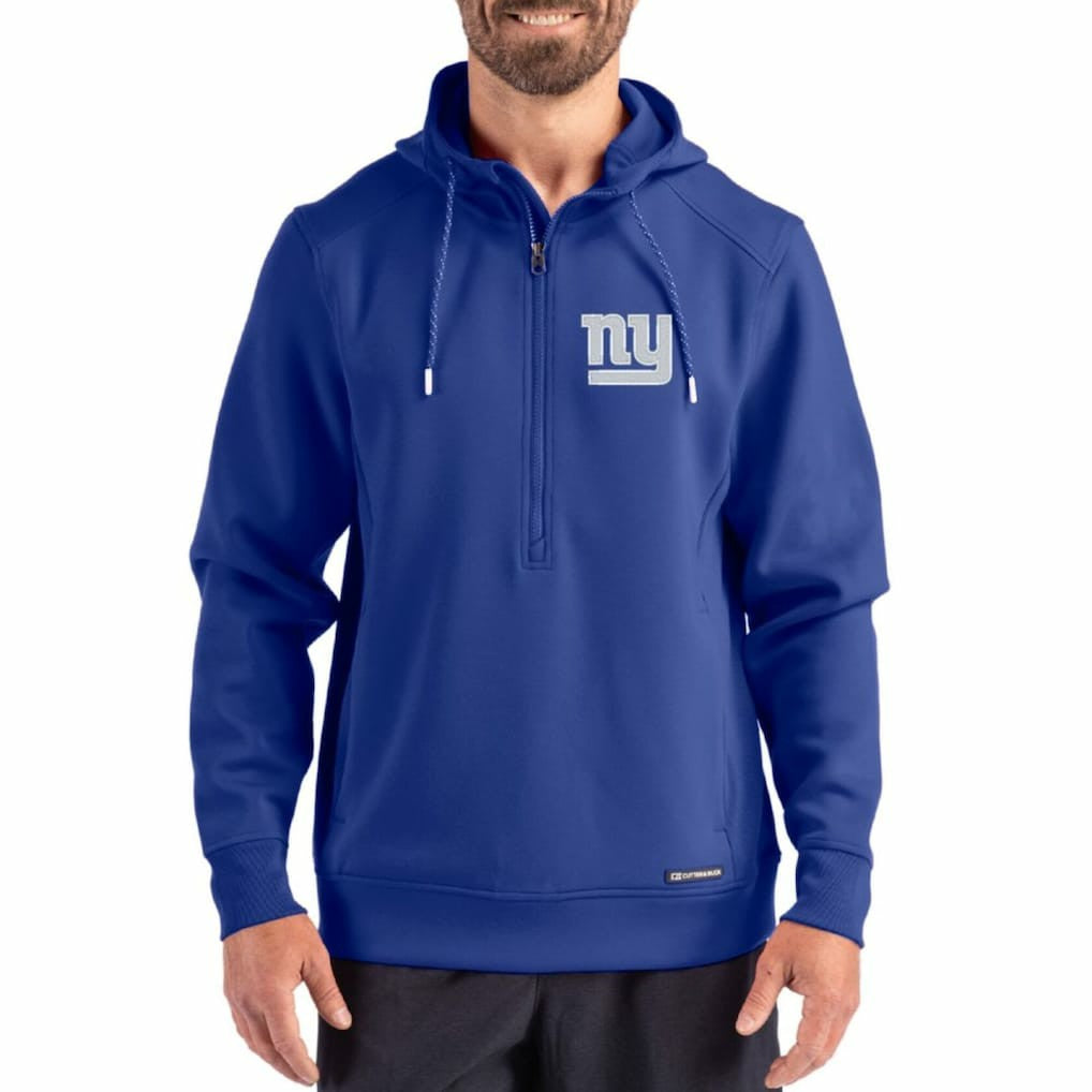 New York Giants Cutter & Buck Roam Eco Half-Zip Recycled Pullover Hoodie - Royal Hoodies