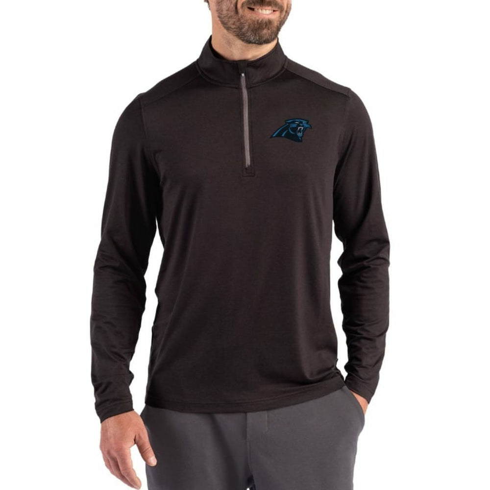 Carolina Panthers Cutter & Buck Coastline Epic Comfort Recycled Quarter-Zip Pullover - Black Pullover