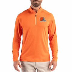 Cleveland Browns Cutter & Buck Coastline Epic Comfort Recycled Quarter-Zip Pullover - Orange Pullover