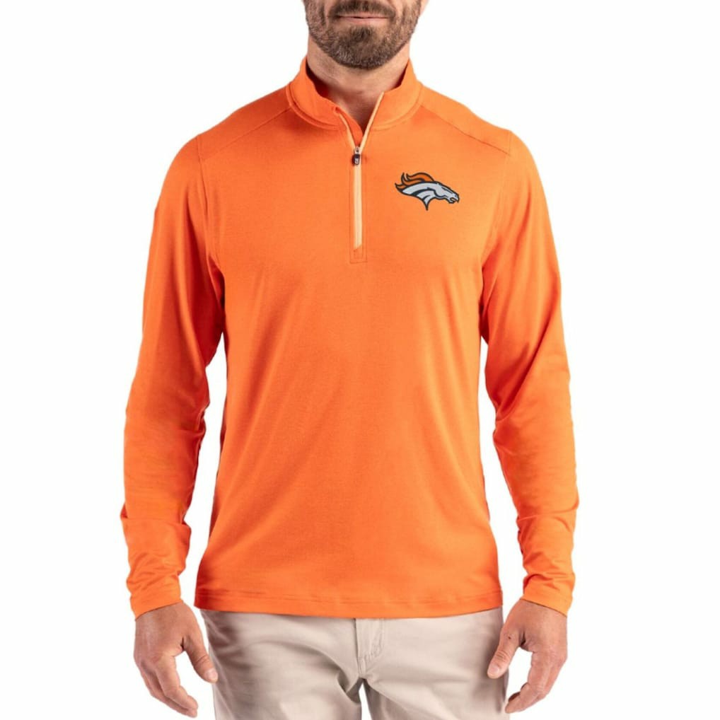 Denver Broncos Cutter & Buck Coastline Epic Comfort Recycled Quarter-Zip Pullover - Orange Pullover
