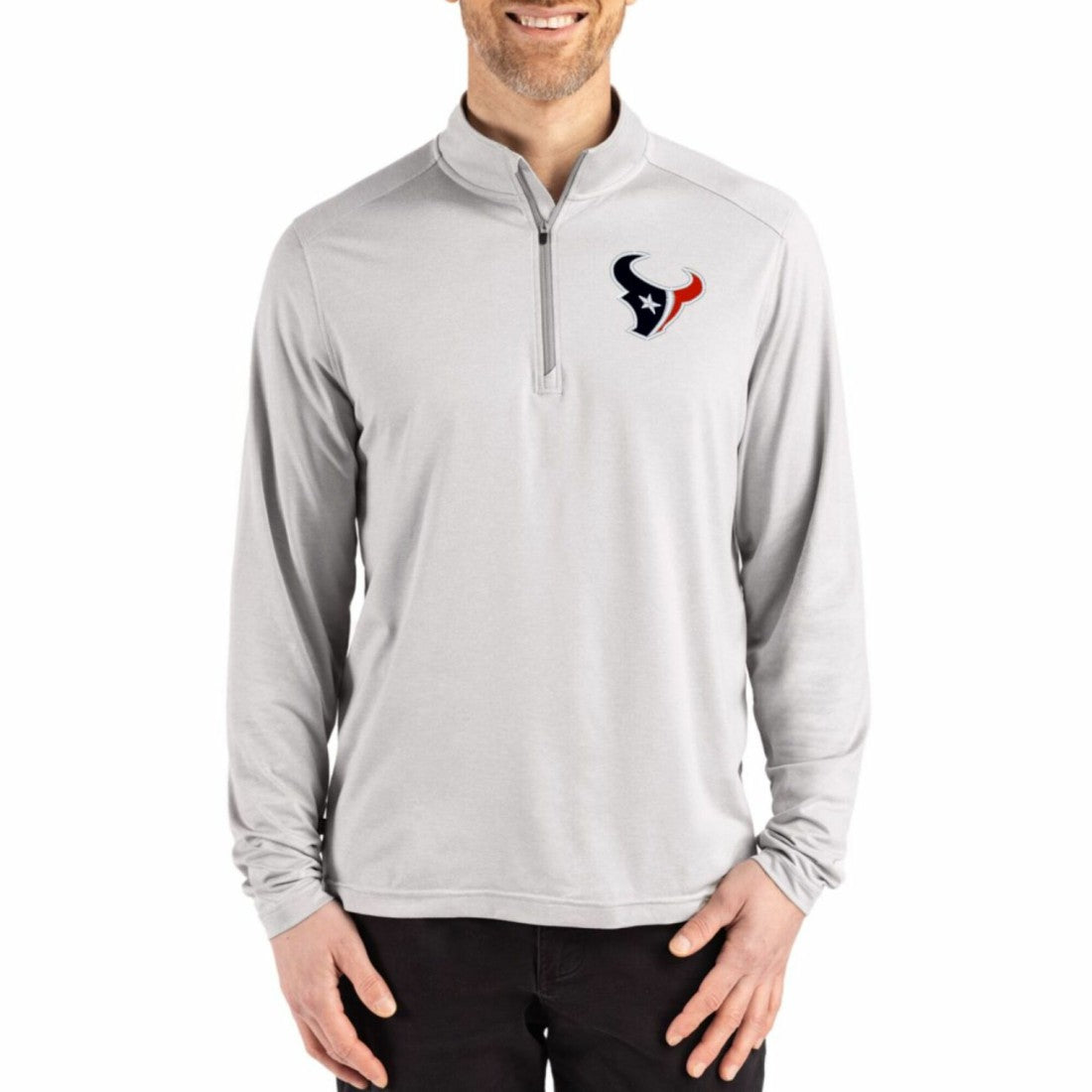 Houston Texans Cutter & Buck Coastline Epic Comfort Recycled Quarter-Zip Pullover - Gray Pullover