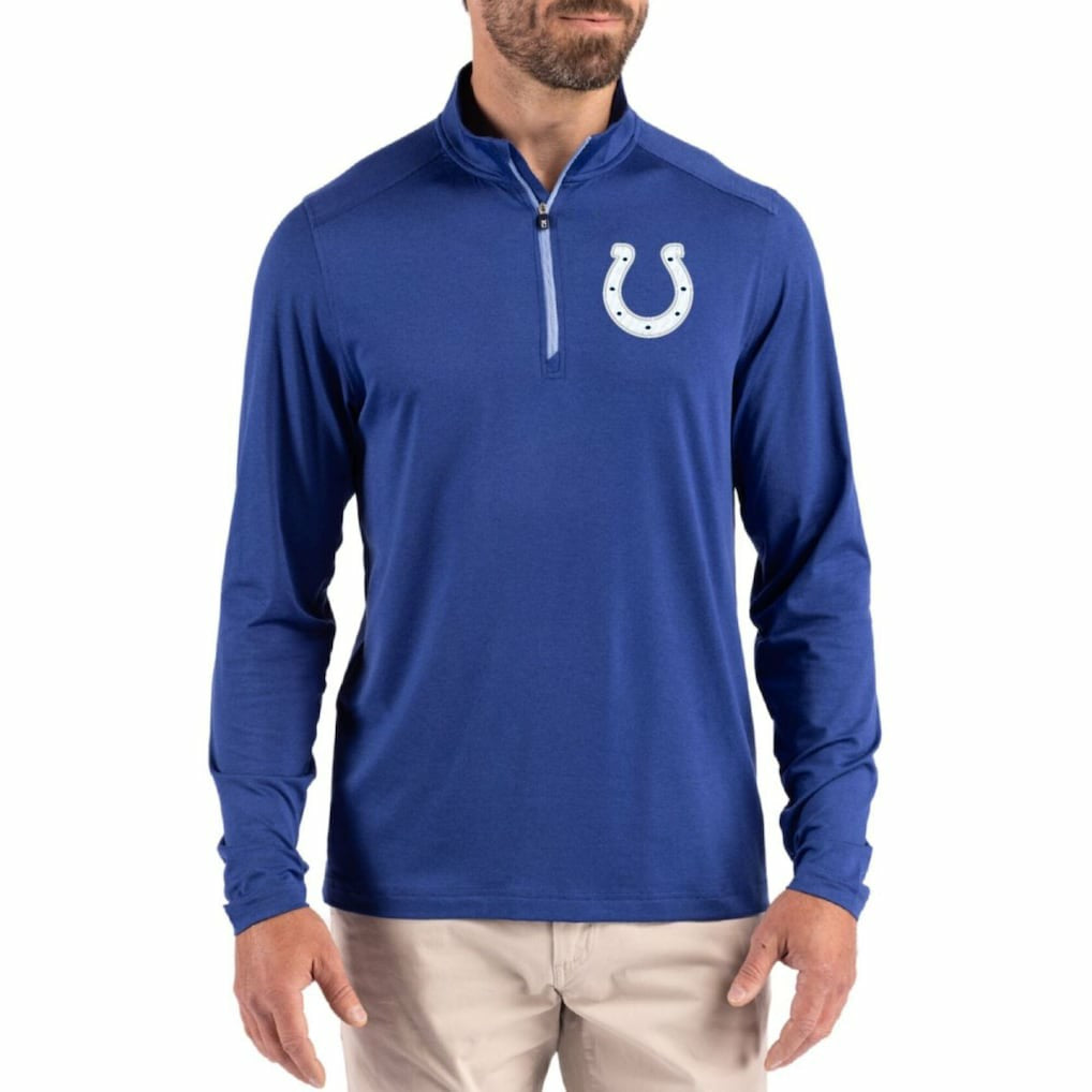 Indianapolis Colts Cutter & Buck Coastline Epic Comfort Recycled Quarter-Zip Pullover - Royal Pullover