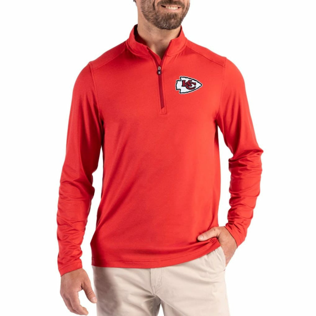 Kansas City Chiefs Cutter & Buck Coastline Epic Comfort Recycled Quarter-Zip Pullover - Red Pullover