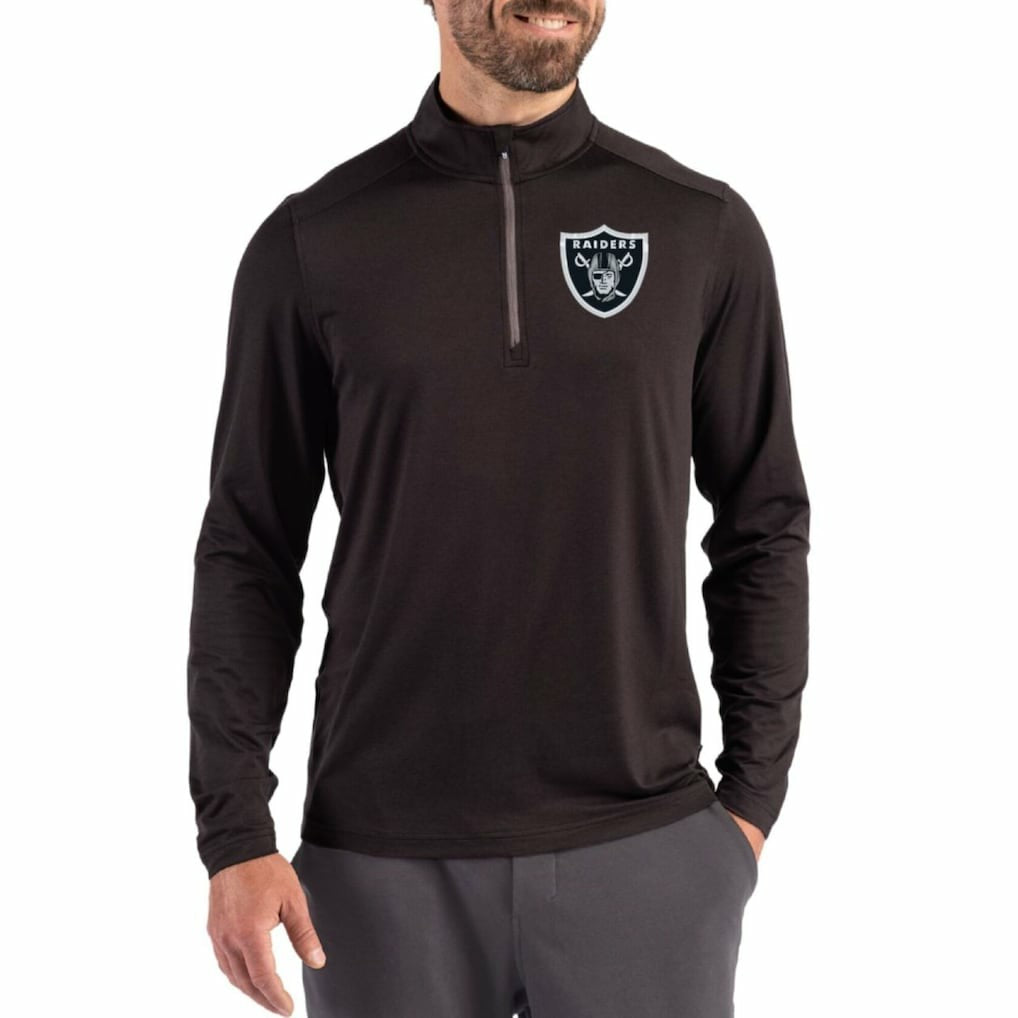 Las Vegas Raiders Cutter & Buck Coastline Epic Comfort Recycled Quarter-Zip Pullover - Black Pullover