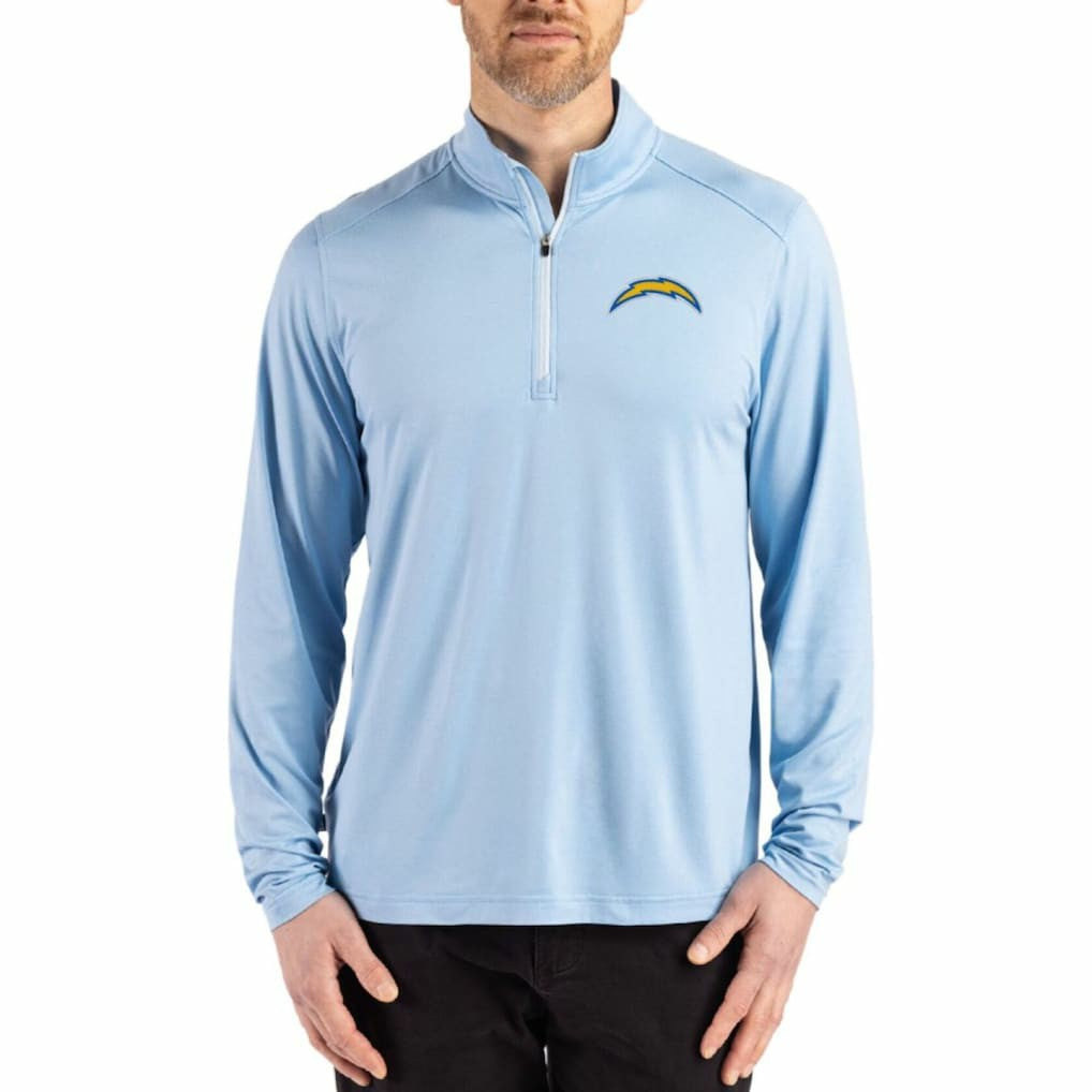 Los Angeles Chargers Cutter & Buck Coastline Epic Comfort Recycled Quarter-Zip Pullover - Powder Blue Pullover