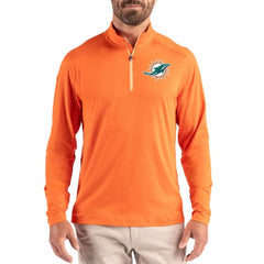 Miami Dolphins Cutter & Buck Coastline Epic Comfort Recycled Quarter-Zip Pullover - Orange Pullover