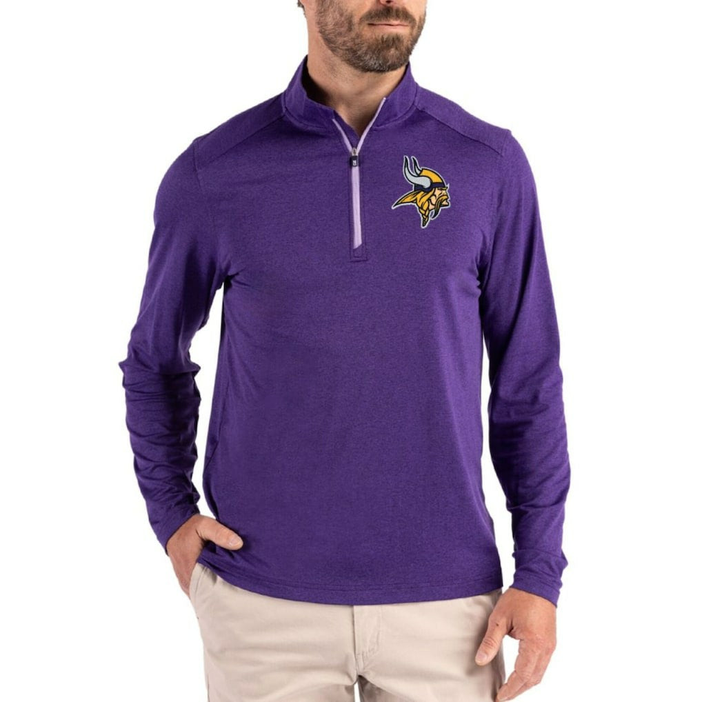 Minnesota Vikings Cutter & Buck Coastline Epic Comfort Recycled Quarter-Zip Pullover - Purple Pullover