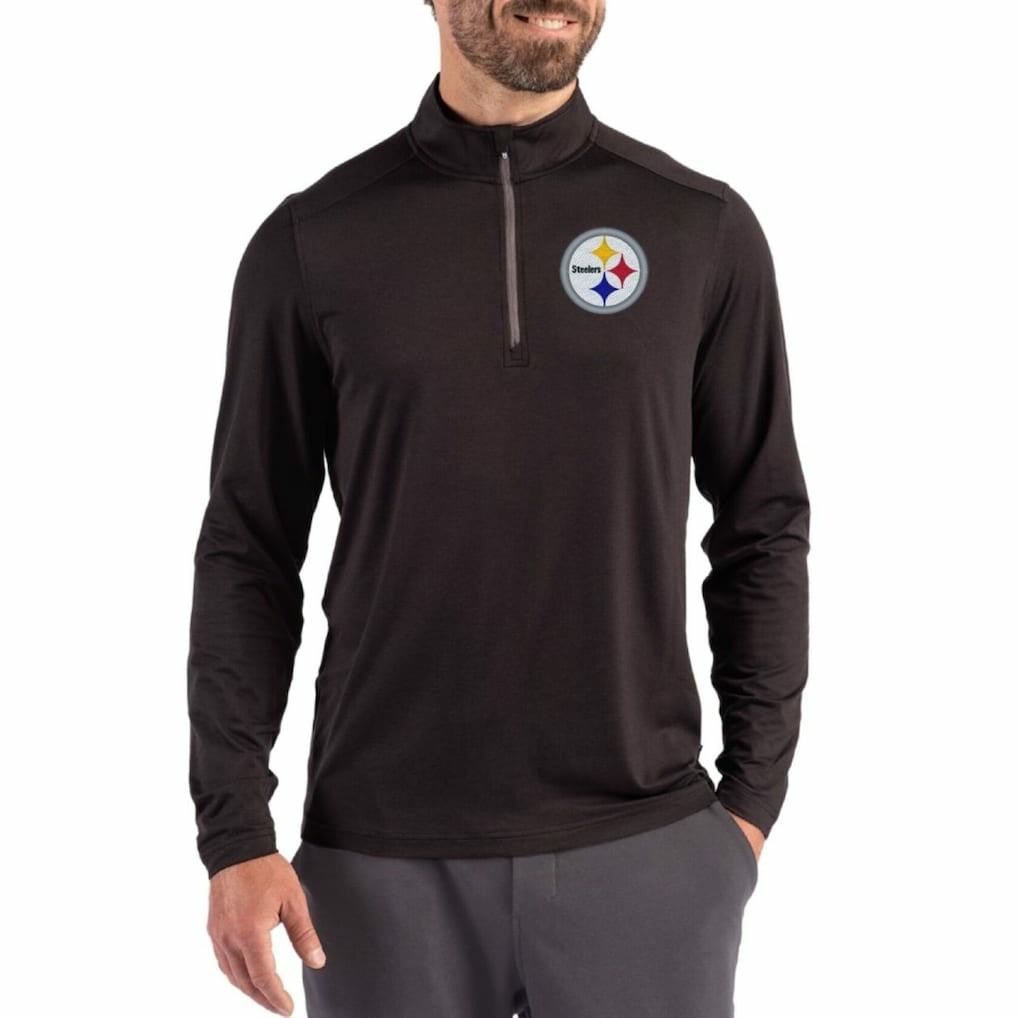 Pittsburgh Steelers Cutter & Buck Coastline Epic Comfort Recycled Quarter-Zip Pullover - Black Pullover