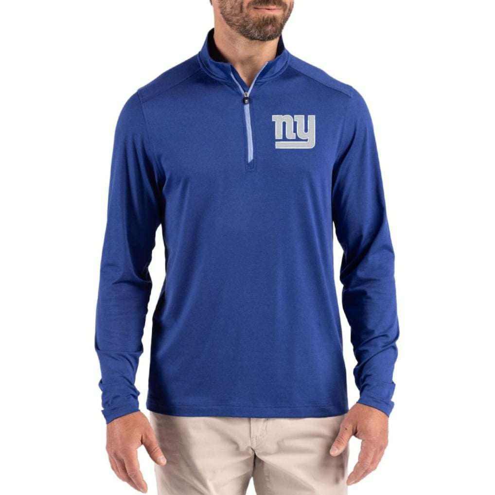 New York Giants Cutter & Buck Coastline Epic Comfort Recycled Quarter-Zip Pullover - Royal Pullover