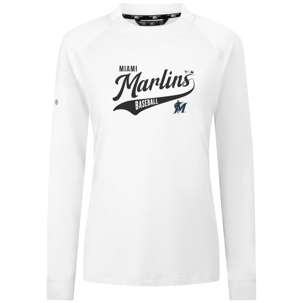 Miami Marlins Levelwear Women's Slender Glide T-Shirt - White T-shirts