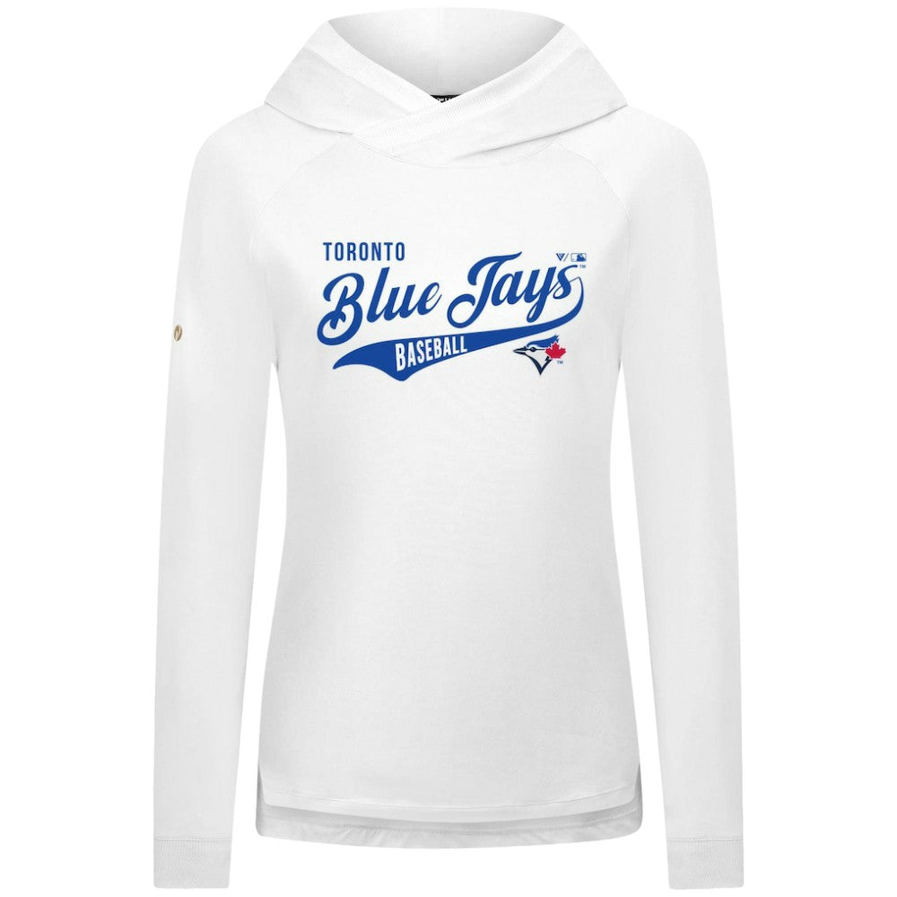 Toronto Blue Jays Levelwear Women's Slender Glide Raglan Hoodie - White Hoodies