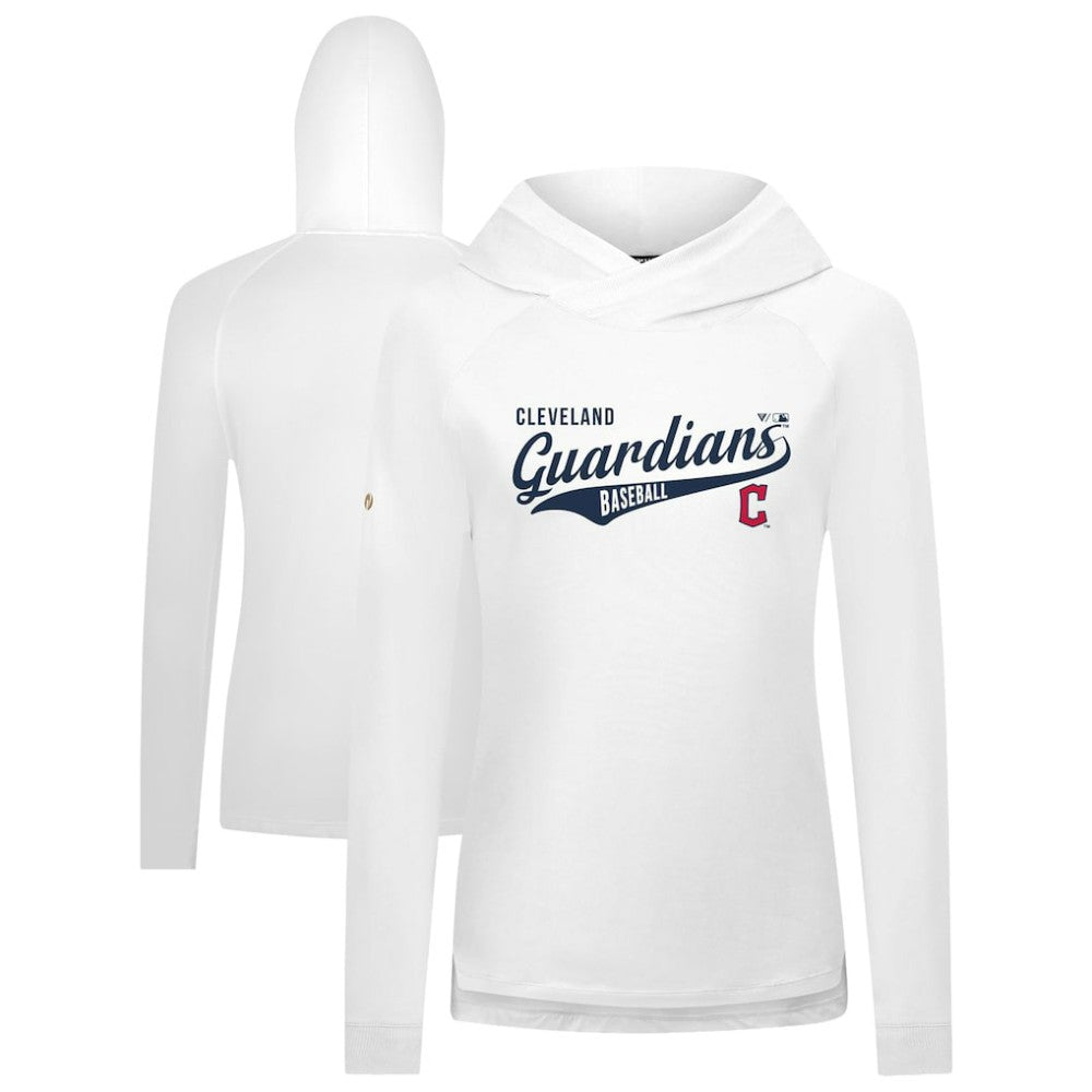 Cleveland Guardians Levelwear Women's Slender Glide Raglan Hoodie - White Hoodies