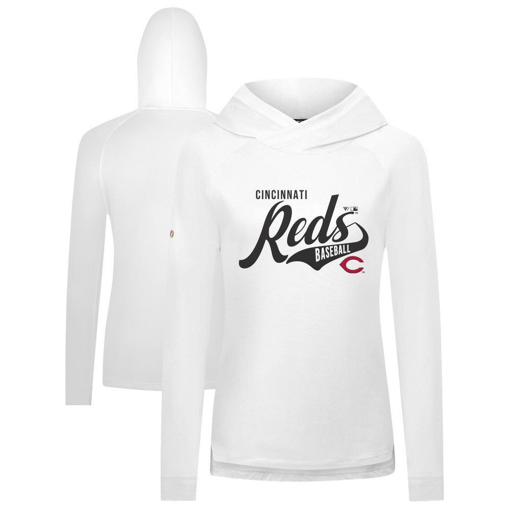Cincinnati Reds Levelwear Women's Slender Glide Raglan Hoodie - White Hoodies