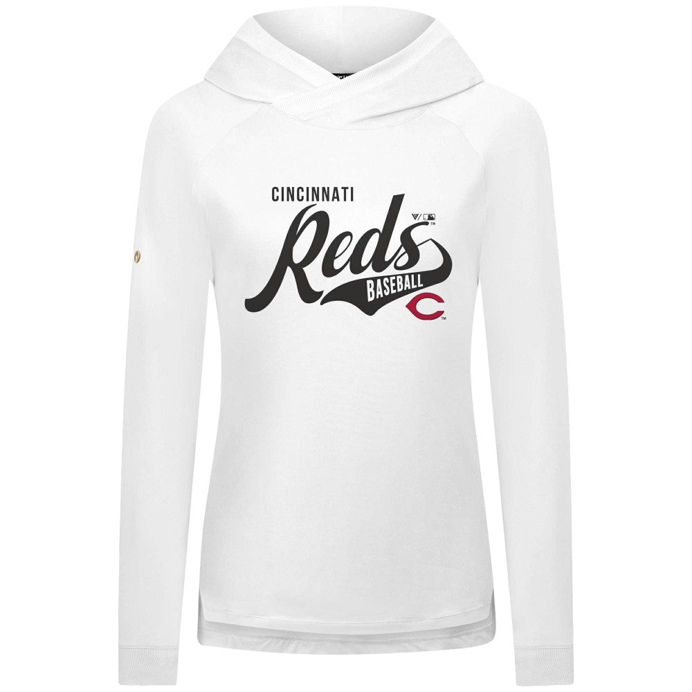 Cincinnati Reds Levelwear Women's Slender Glide Raglan Hoodie - White Hoodies