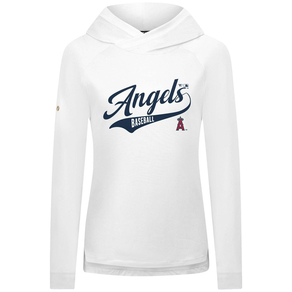 Los Angeles Angels Levelwear Women's Slender Glide Raglan Hoodie - White Hoodies