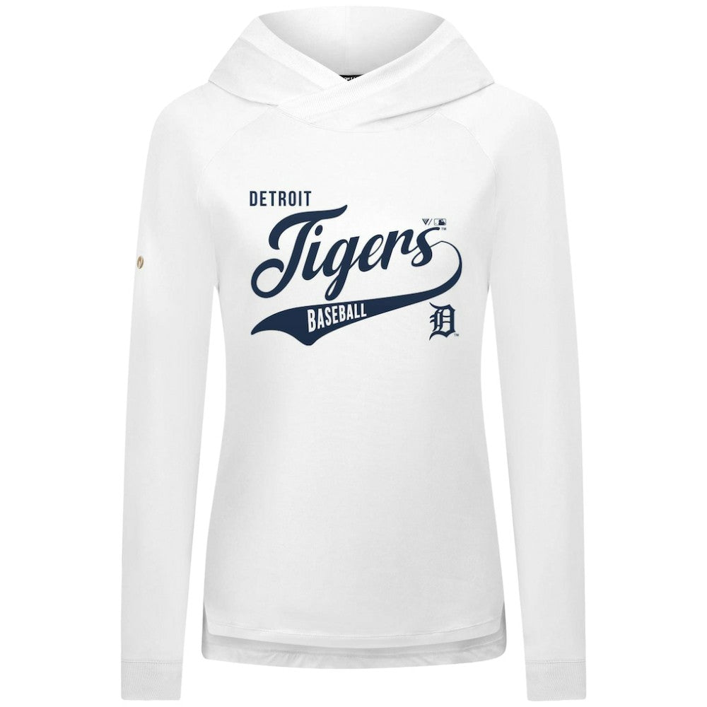 Detroit Tigers Levelwear Women's Slender Glide Raglan Hoodie - White Hoodies
