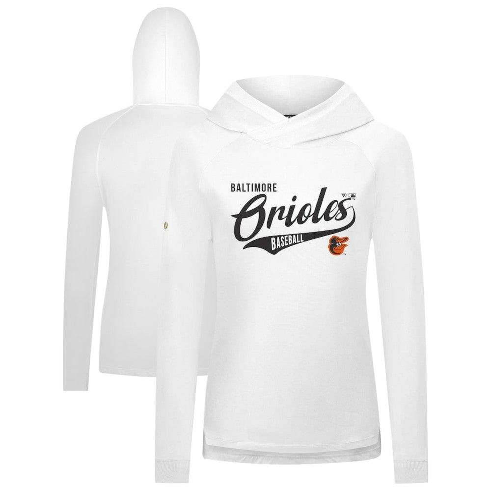 Baltimore Orioles Levelwear Women's Slender Glide Raglan Hoodie - White Hoodies