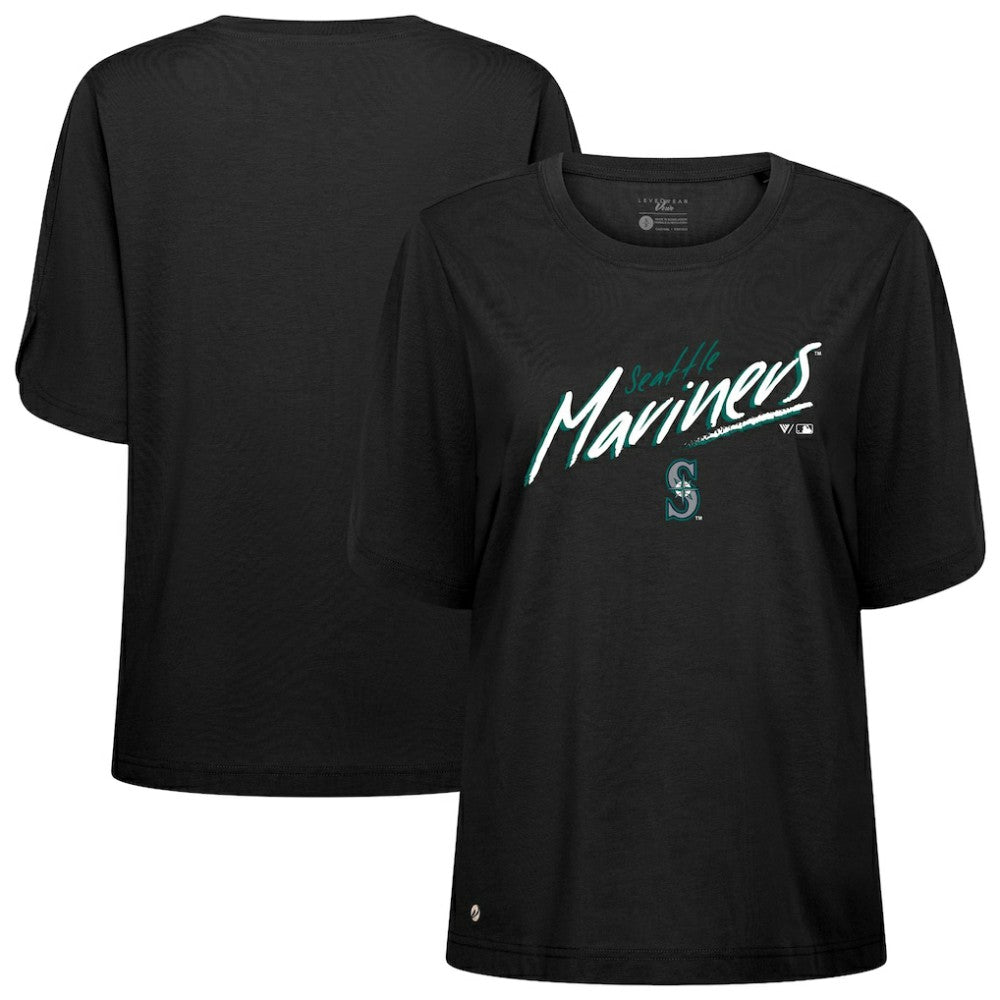 Seattle Mariners Levelwear Women's Bloom Sizzle T-Shirt - Black T-shirts