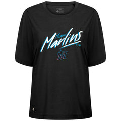 Miami Marlins Levelwear Women's Bloom Sizzle T-Shirt - Black T-shirts