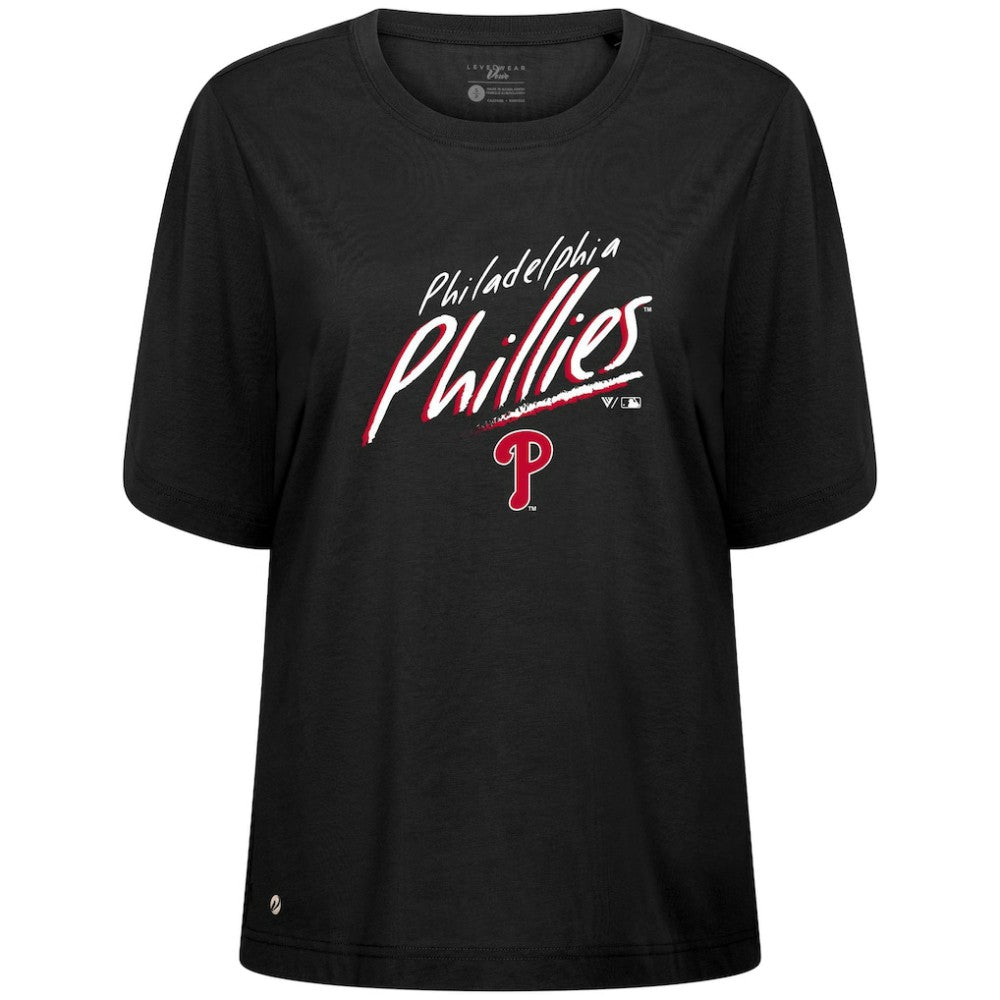 Philadelphia Phillies Levelwear Women's Bloom Sizzle T-Shirt - Black T-shirts