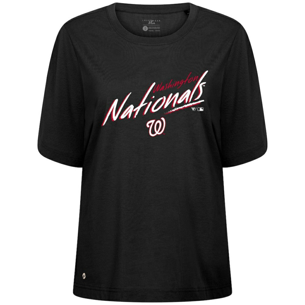 Washington Nationals Levelwear Women's Bloom Sizzle T-Shirt - Black T-shirts