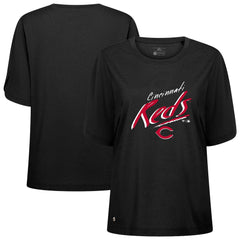 Cincinnati Reds Levelwear Women's Bloom Sizzle T-Shirt - Black T-shirts