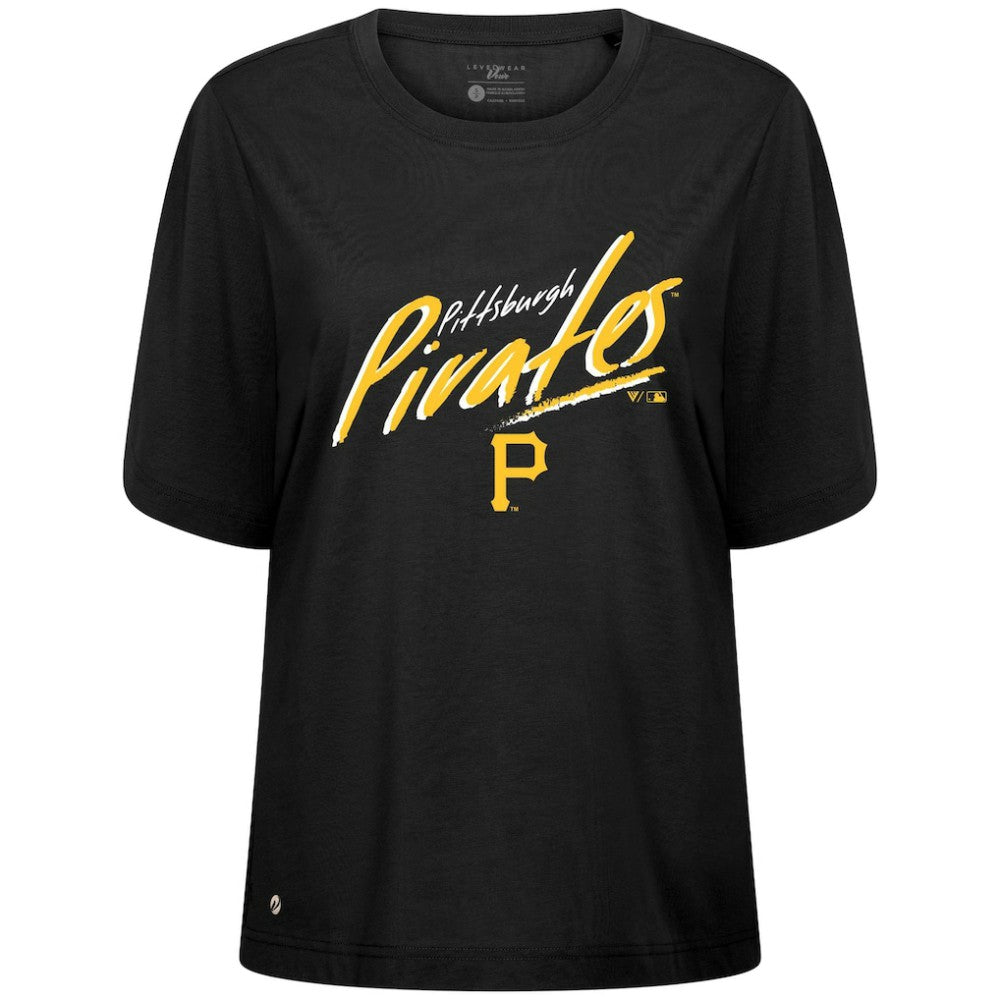 Pittsburgh Pirates Levelwear Women's Bloom Sizzle T-Shirt - Black T-shirts