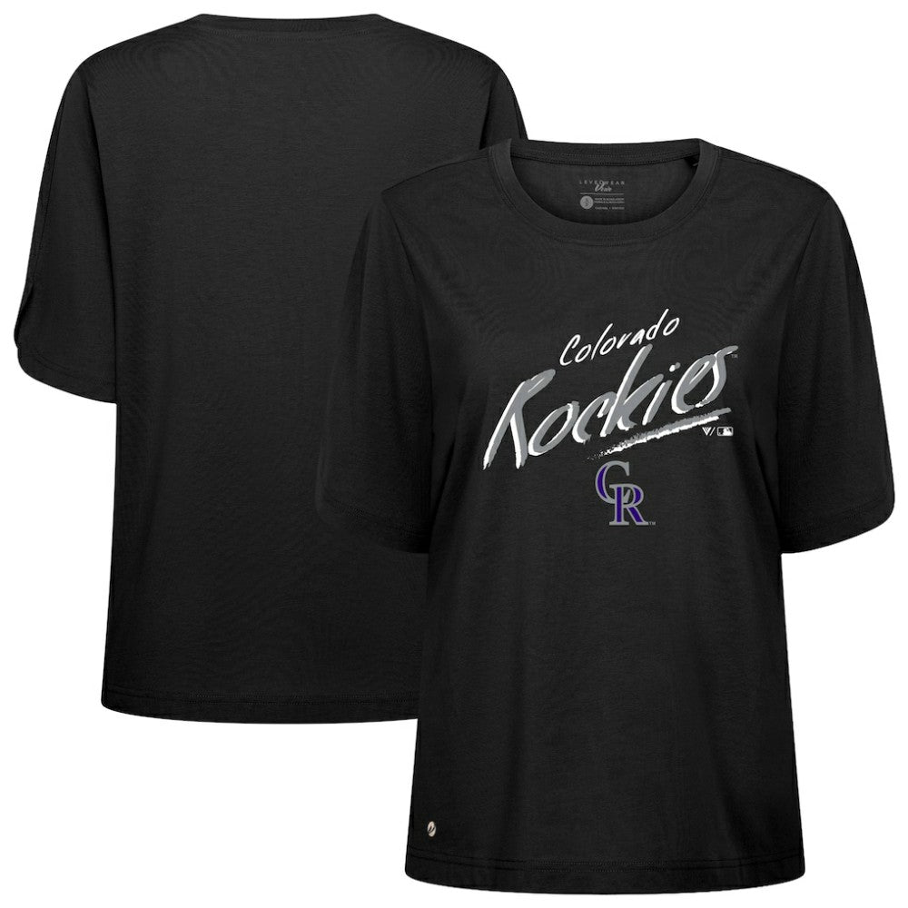 Colorado Rockies Levelwear Women's Bloom Sizzle T-Shirt - Black T-shirts