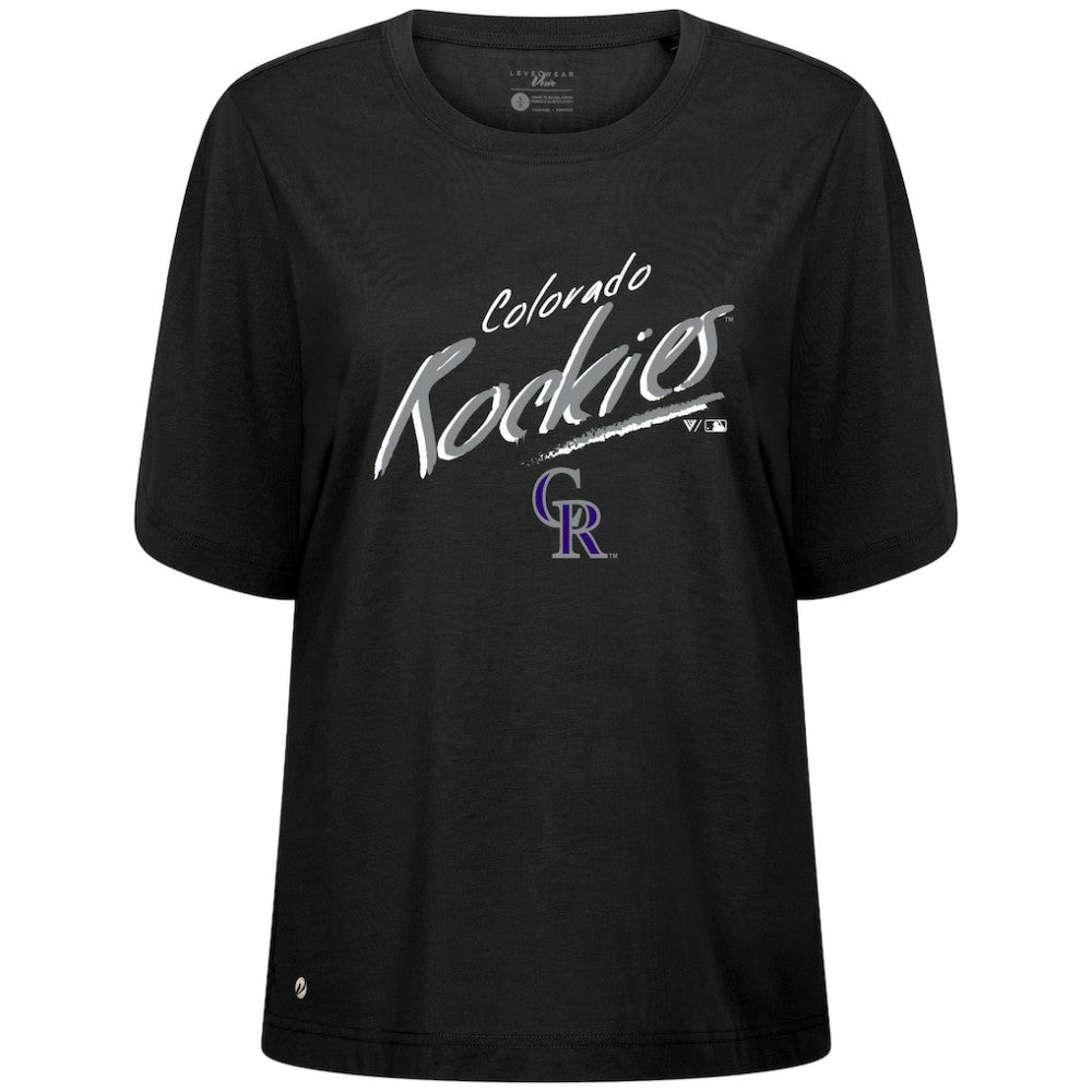 Colorado Rockies Levelwear Women's Bloom Sizzle T-Shirt - Black T-shirts