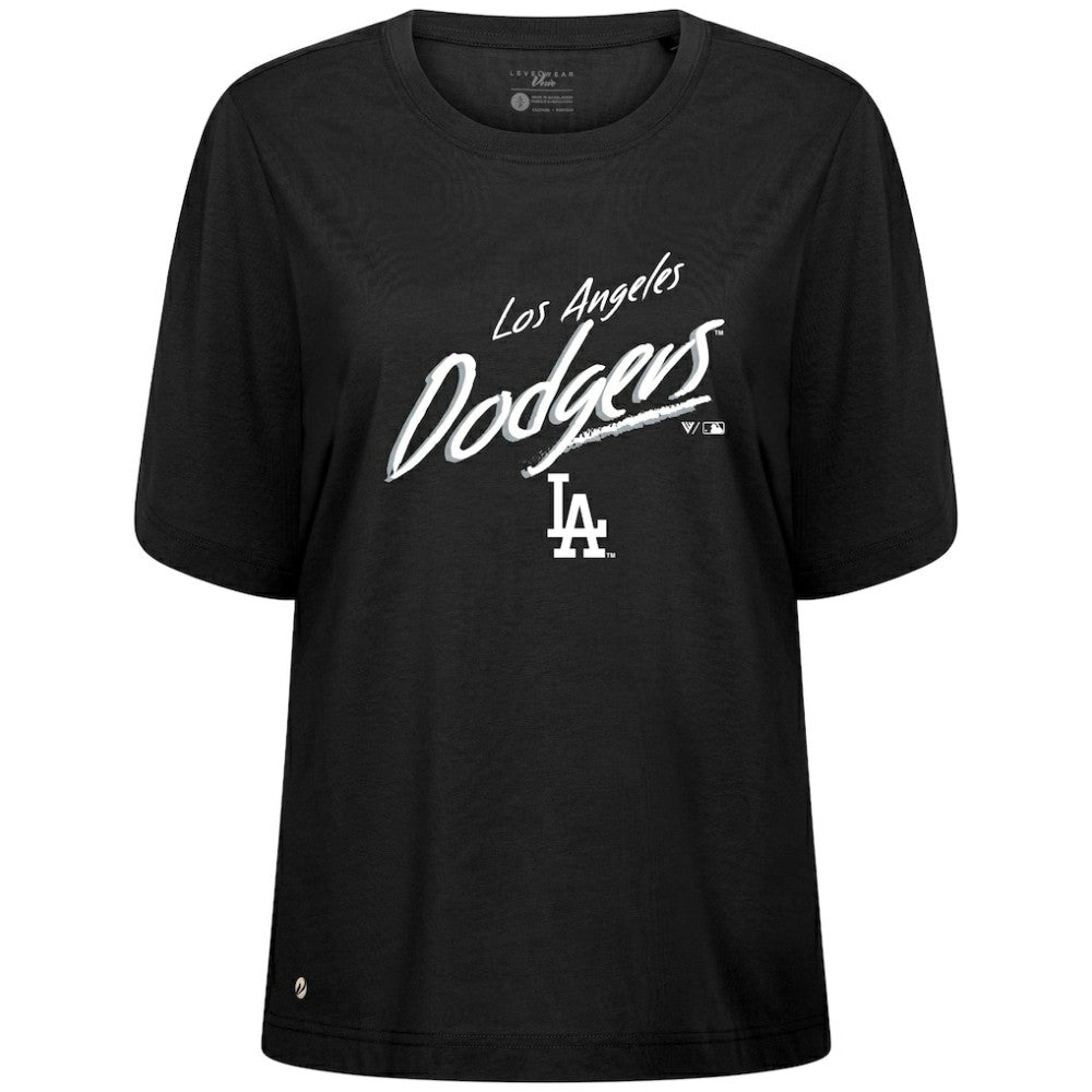 Los Angeles Dodgers Levelwear Women's Bloom Sizzle T-Shirt - Black T-shirts
