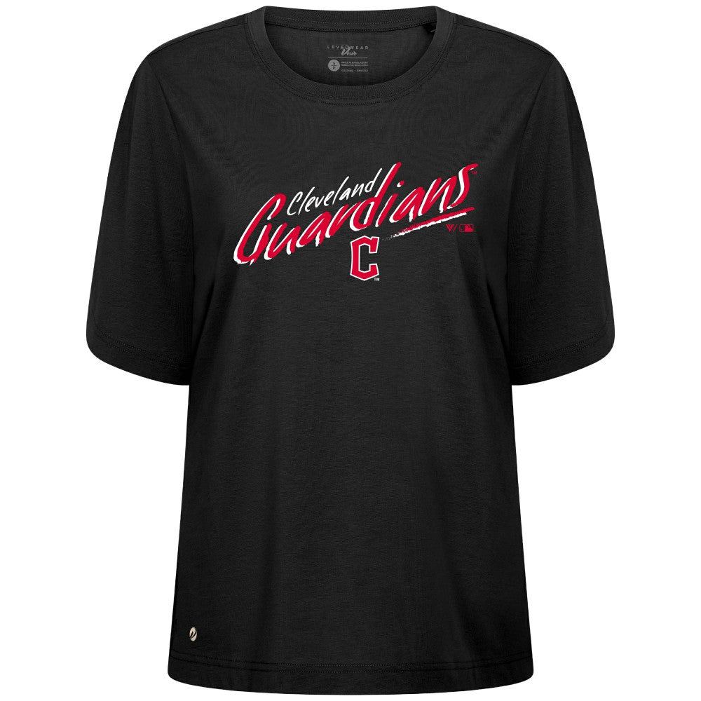 Cleveland Guardians Levelwear Women's Bloom Sizzle T-Shirt - Black T-shirts