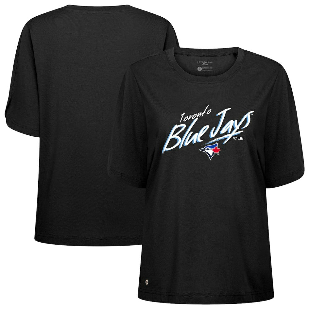 Toronto Blue Jays Levelwear Women's Bloom Sizzle T-Shirt - Black T-shirts