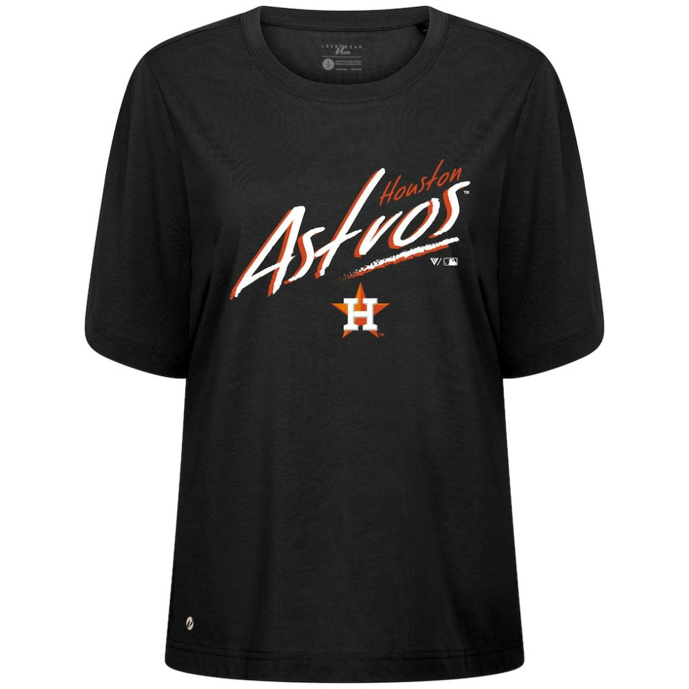 Houston Astros Levelwear Women's Bloom Sizzle T-Shirt - Black T-shirts