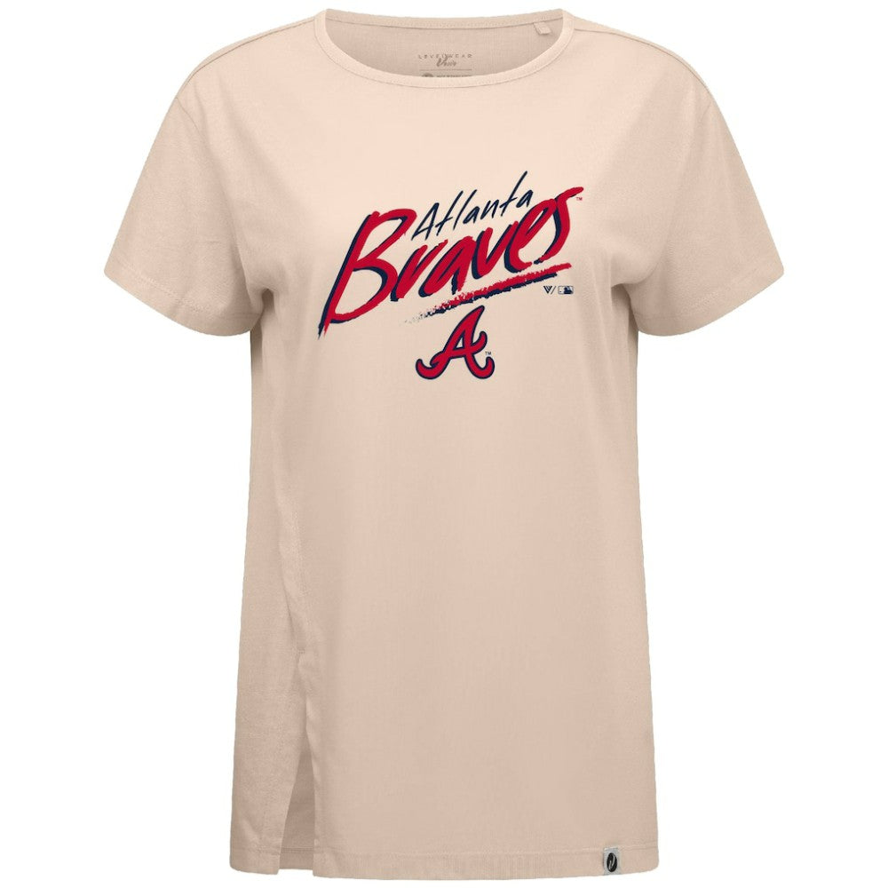 Atlanta Braves Levelwear Women's Influx Sizzle T-Shirt - Khaki T-shirts