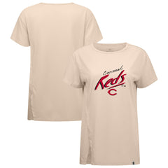 Cincinnati Reds Levelwear Women's Influx Sizzle T-Shirt - Khaki T-shirts