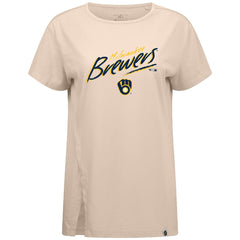 Milwaukee Brewers Levelwear Women's Influx Sizzle T-Shirt - Khaki T-shirts