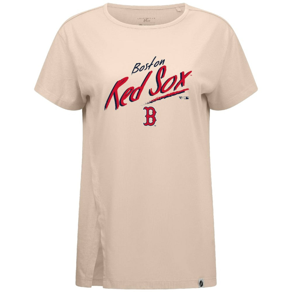 Boston Red Sox Levelwear Women's Influx Sizzle T-Shirt - Khaki T-shirts