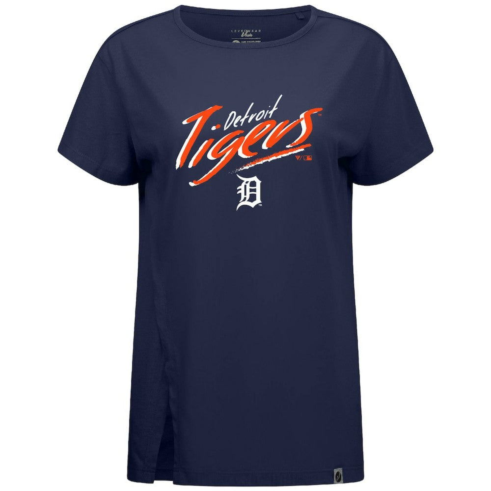 Detroit Tigers Levelwear Women's Influx Sizzle T-Shirt - Navy T-shirts