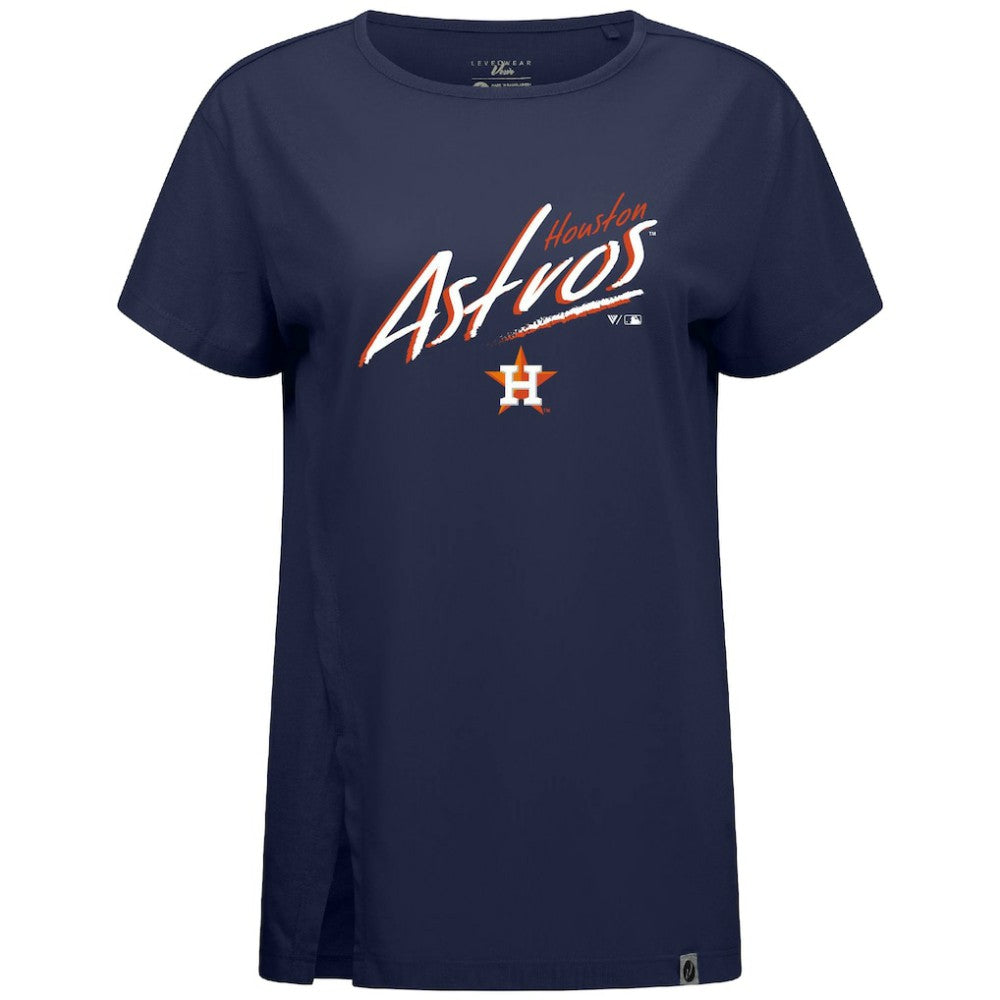 Houston Astros Levelwear Women's Influx Sizzle T-Shirt - Navy T-shirts